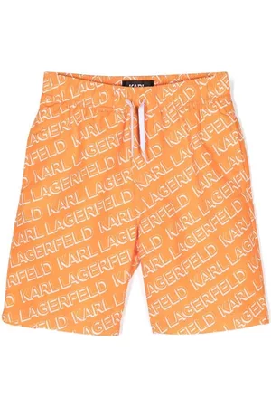 Karl Lagerfeld Diagonal logo-print swim shorts - Orange