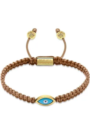 David Yurman Men's Evil Eye Black Cord Bracelet with 18K Yellow Gold and Emerald - Medium