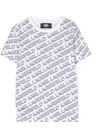 Karl Lagerfeld Boys T-shirts - Logo-stripe print crew-neck T-shirt - White