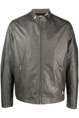Diesel Men Leather Jackets - Crinkle-effect zip-up jacket - Green
