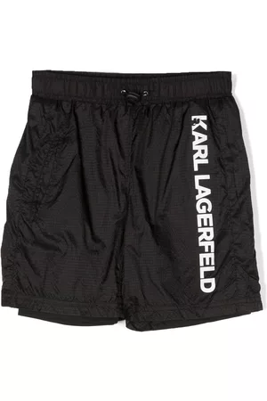 Karl Lagerfeld Boys Bermudas - Layered logo-print Bermuda shorts - Black