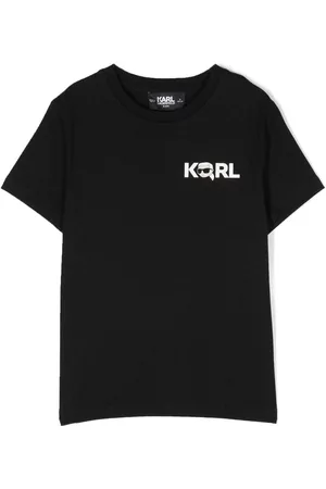 Karl Lagerfeld Boys Short Sleeved T-Shirts - Logo-print short-sleeved T-shirt - Black