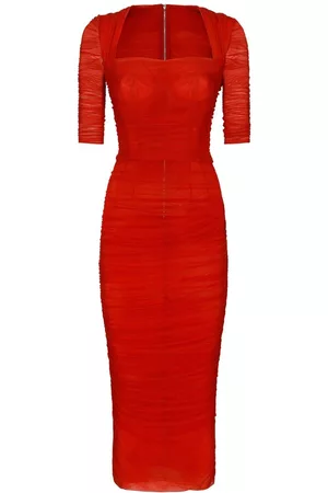 Dolce & Gabbana Women Pencil Dresses - Pleated pencil dress - Red