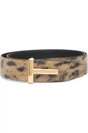 Tom Ford Leopard-print leather belt - Neutrals