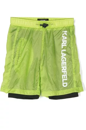 Karl Lagerfeld Boys Bermudas - Layered logo-print bermuda shorts - Green