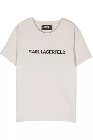 Karl Lagerfeld Boys T-shirts - Logo-print print slogan T-shirt - Neutrals