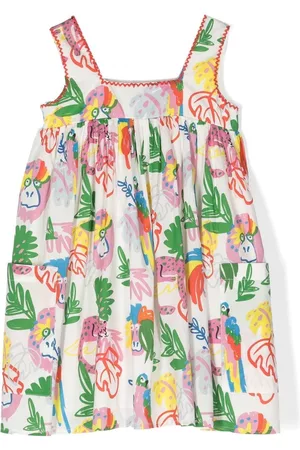 Stella McCartney Girls Printed Dresses - Illustration-print cotton dress - White