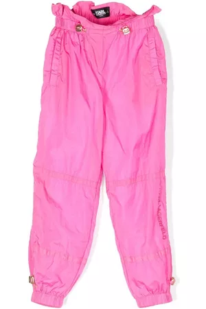 Karl Lagerfeld Pants - Paperbag-waist logo print trousers - Pink