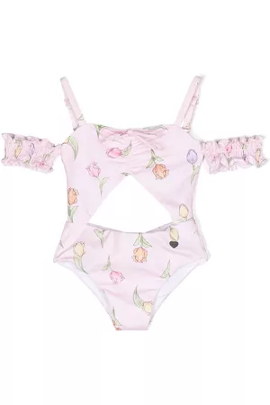 MONNALISA Swimsuits - Floral-print cut-out swimsuit - Pink