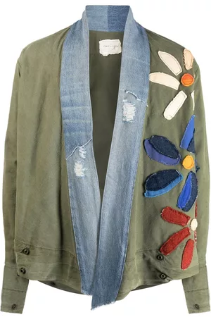 GREG LAUREN Men Floral Jackets - Lightweight floral-applique jacket - Green