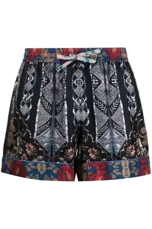 PIERRE-LOUIS MASCIA Bermudas - Graphic-print elasticated-waist shorts - Black