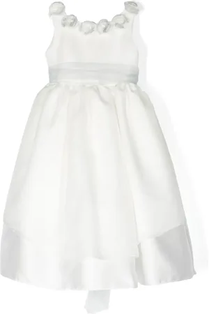 LA STUPENDERIA Floral appliqué silk satin dress
