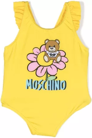 Moschino Teddy Bear ruffle-trim one-piece - Yellow