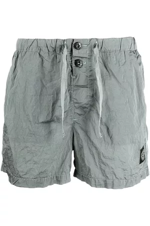 Stone Island Logo-patch crinkled shorts - Blue