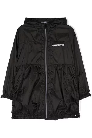 Karl Lagerfeld Jackets - Logo-print hooded windbreaker jacket - Black