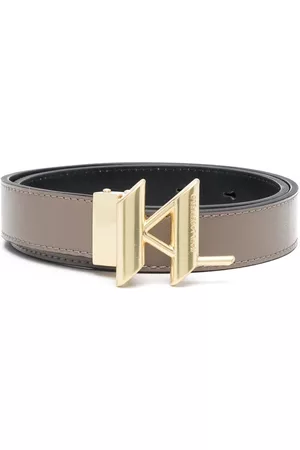 Karl Lagerfeld Women Belts - Logo-plaque reversible belt - Brown