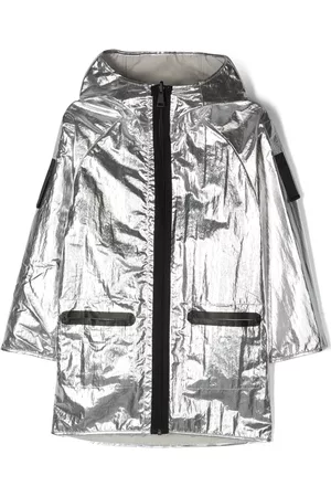 Karl Lagerfeld Logo-print metallic hooded coat - Silver