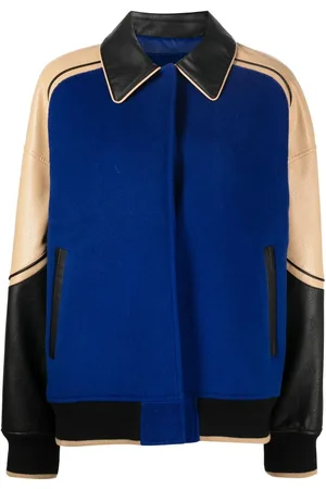 GOEN.J Faux-leather trim wool jacket