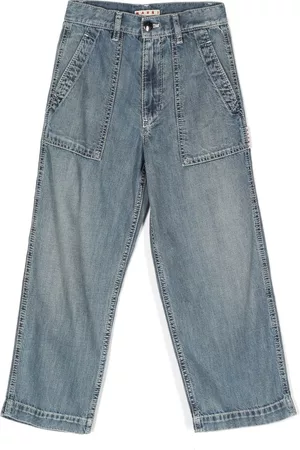 Marni Logo-patch straight-leg jeans - Blue