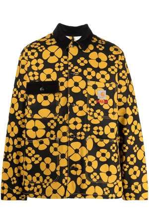Marni Men Floral Jackets - All-over floral-print shirt jacket - Black