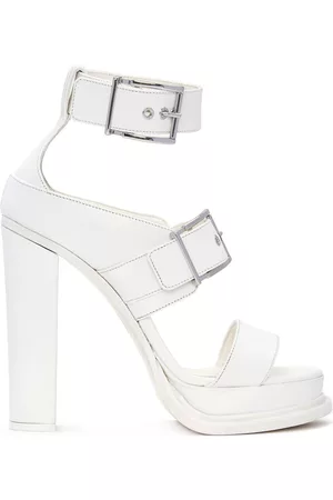 Alexander McQueen Women Platform Sandals - 120mm leather platform sandals - White