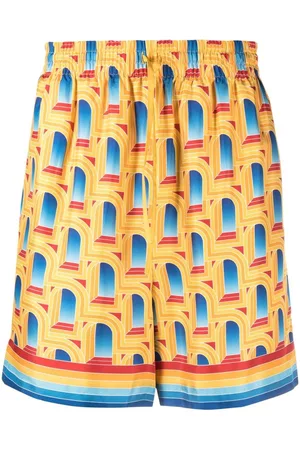 Casablanca Men Bermudas - Graphic-print silk shorts - Yellow