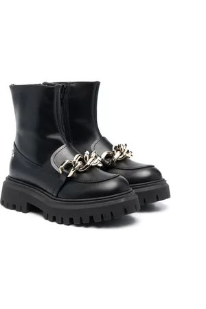 Nº21 Chain-detail ankle boots - Black