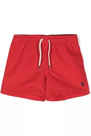 Ralph Lauren Boys Swim Shorts - Logo-print swim shorts - Red