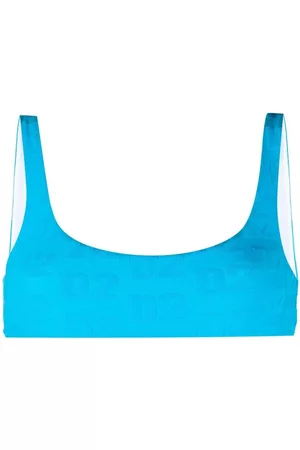 Dsquared2 Women Bikini Tops - Flocked-logo bikini top - Blue