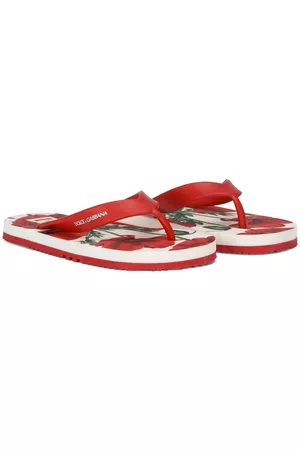 Dolce & Gabbana Flip Flops - Poppy-print flip flops - Red