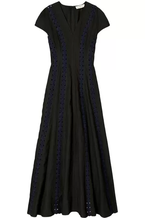Tory Burch Women Tunic Dresses - Embroidered-trim flared tunic dress - Black