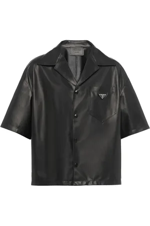 Prada Nappa-leather bowling shirt