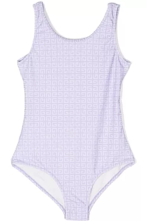 Givenchy Girls Swimsuits - All-over logo print swimsuit - Purple