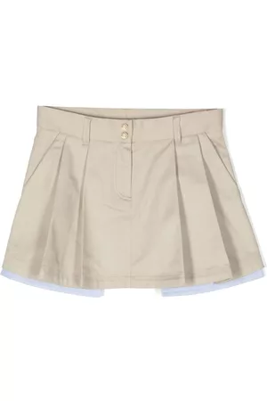 Moncler Girls Mini Skirts - Box-pleat mini skirt - Neutrals