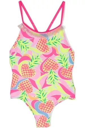 Billieblush Girls Swimsuits - Fringe-detail pineapple-print swimsuit - Pink