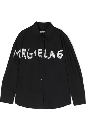 Maison Margiela Long sleeved Shirts - Logo-print long-sleeve shirt - Black