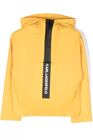 Karl Lagerfeld Boys Zip-up Hoodies - Slogan-print zip-up hoodie - Yellow