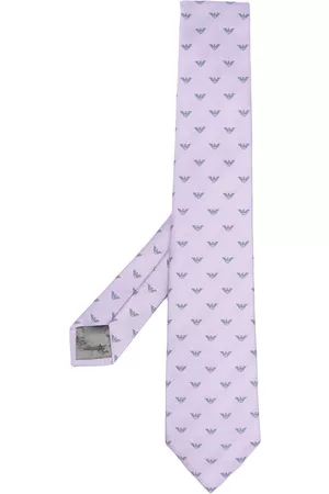 Emporio Armani Men Bow Ties - Monogram-jacquard silk tie - Purple
