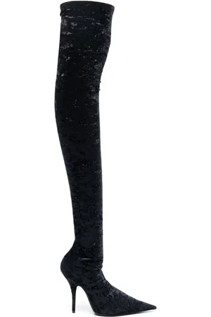 BALENCIAGA Anatomic stretch-knit thigh boots  Thigh boot, Thigh high sock  boots, Thigh high sock