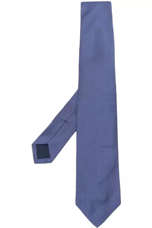 Ralph Lauren Men Bow Ties - Polka dot embroidered silk tie - Blue