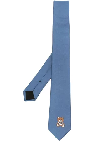 Moschino Silk embroidered-logo tie - Blue