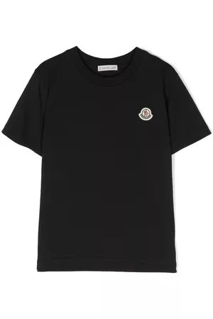 Moncler Boys Short Sleeved T-Shirts - Logo-patch short-sleeved T-shirt - Black