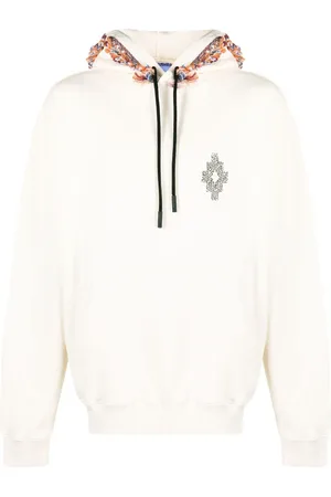 MARCELO BURLON Fringe-detailing jersey-knit hoodie