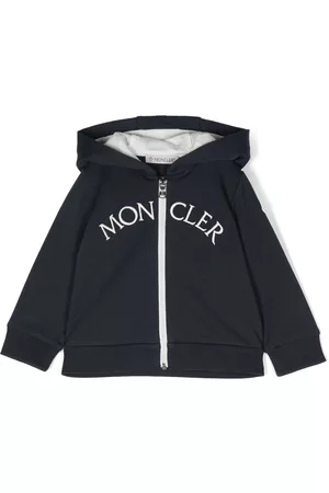 Moncler Embroidered-logo zip-up hoodie - Blue