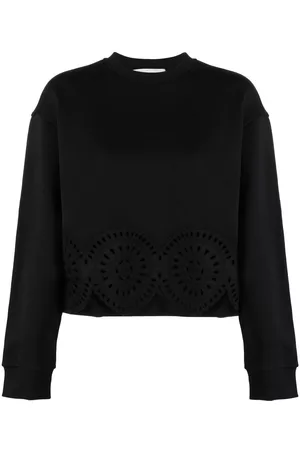 Stella McCartney Perforated-hem detail sweatshirt - Black