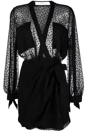 IRO Women Evening Dresses - V-neck semi-sheer wrap dress - Black