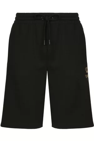 Dolce & Gabbana Men Bermudas - Drawstring-waist cotton-blend track shorts - Black