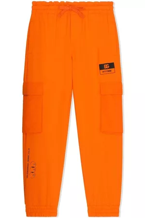 Dolce & Gabbana Boys Cargo Pants - Drawstring-fastening cargo trousers - Orange