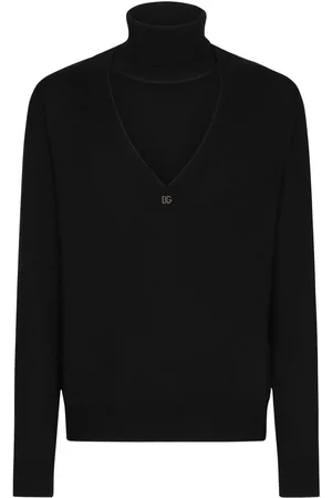 Dolce & Gabbana Men Turtleneck Sweaters - Cut-out roll-neck jumper - Black