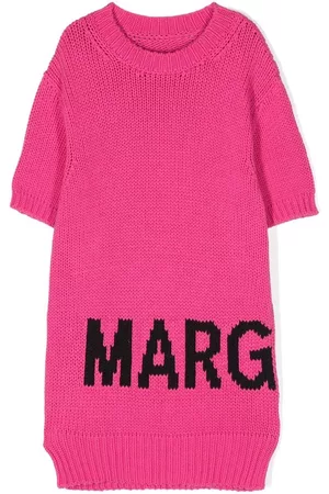 Maison Margiela Intarsia-knit logo dress - Pink